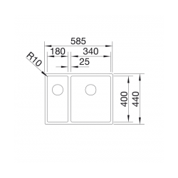 Zlewozmywak Blanco CLARON 340/180-U prawa komora z InFino 521 610
